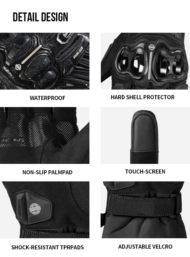 IRONJIAS Winter Warm Waterproof Protective Motorcycle Riding Gloves