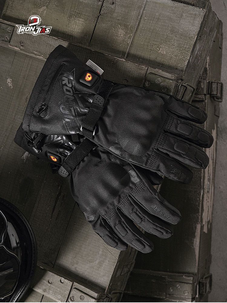 IRONJIAS Black Waterproof Electric Heated Motorcycle Gloves