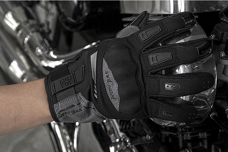 IORNJIAS Winter Short Black-grey Warm Waterproof Motorcycle Protective Gloves