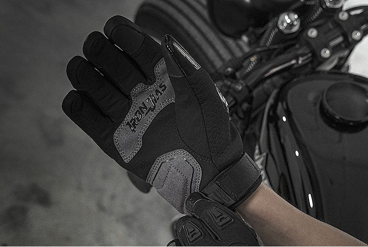 IORNJIAS Winter Short Black-grey Warm Waterproof Motorcycle Protective Gloves