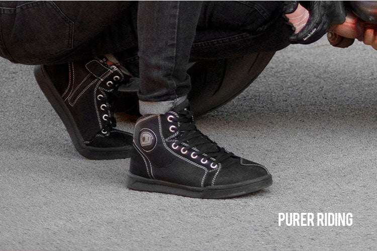 IRONJIAS Black Urban Breathable Anti-Slip Short Protective Motorcycle Shoes 