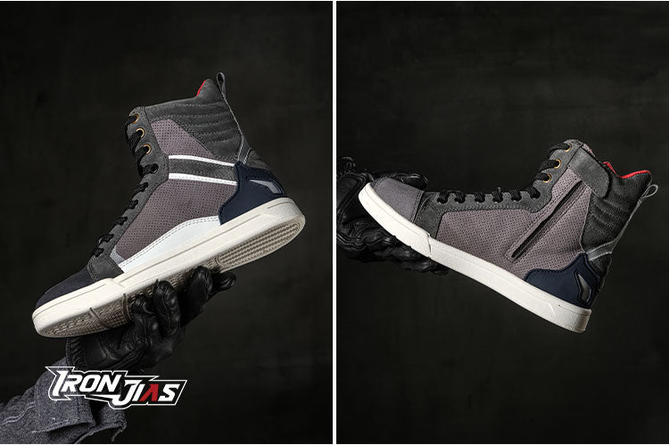 IRONJIAS Grey Breathable Protective Motorcycle Boots | XZ002