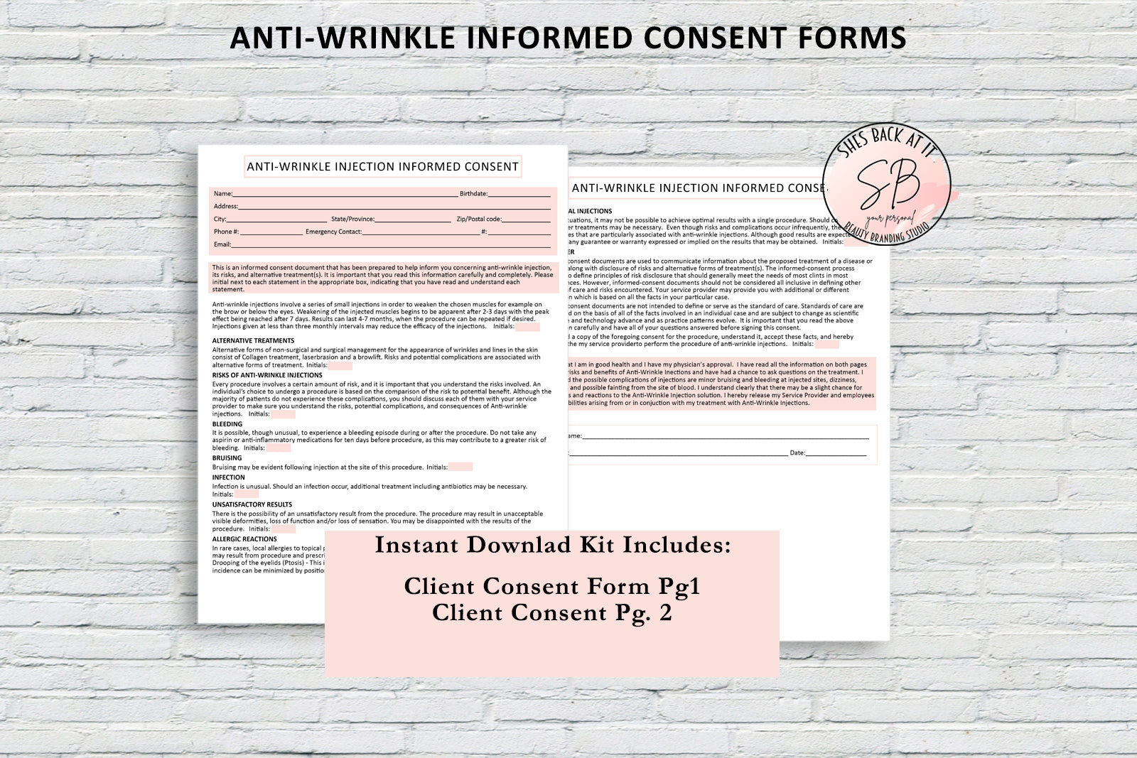 Anti Wrinkle Injections Consent Form Shesbackatit Printable Spa Salon And Esthetician 6579