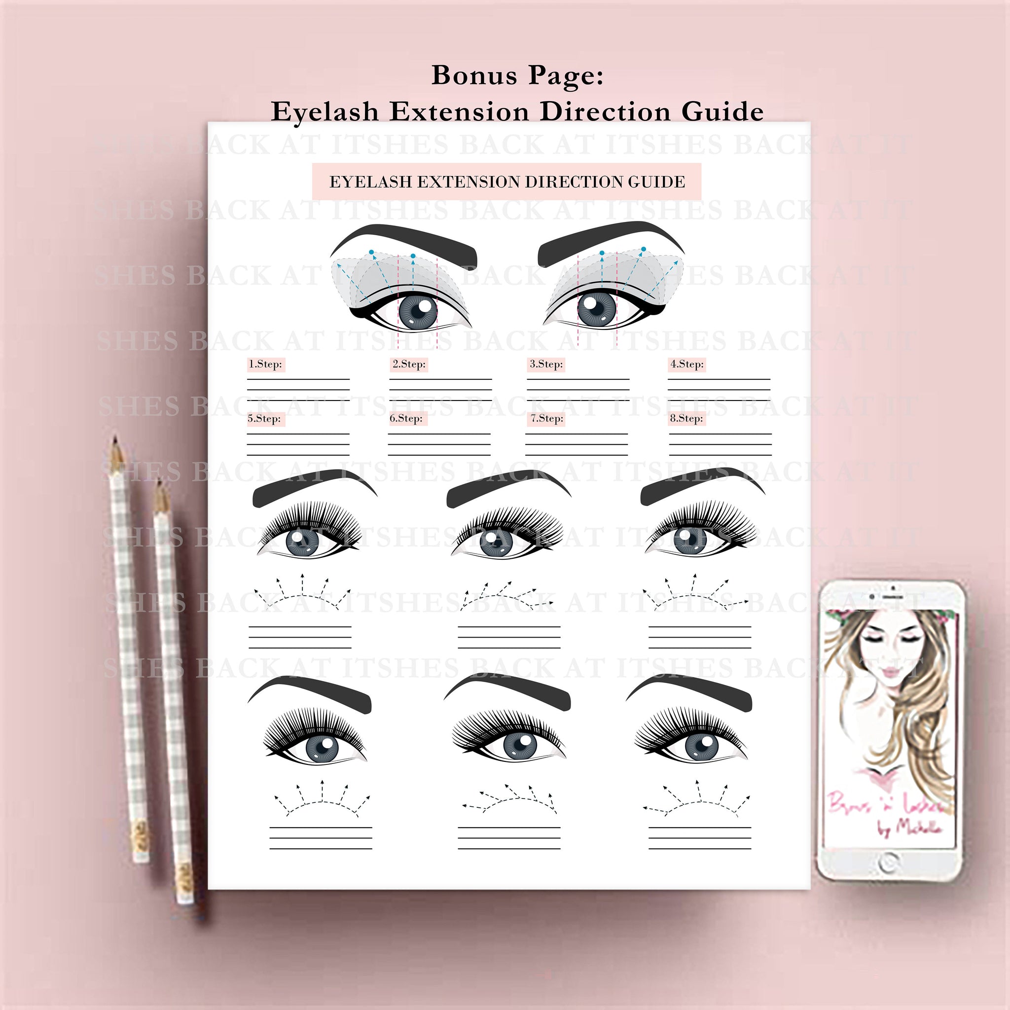 Eyelash Extension Practice Sheets ShesBackAtIt Printable Spa, Salon
