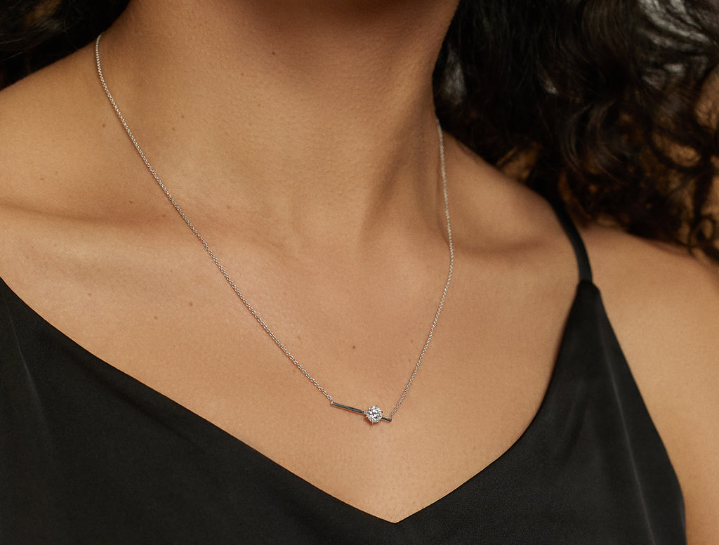 Lab Diamond Bar Necklace