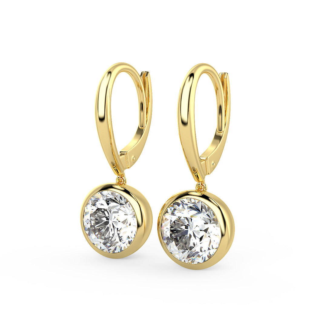 Lab grown diamond bezel-set drop earrings