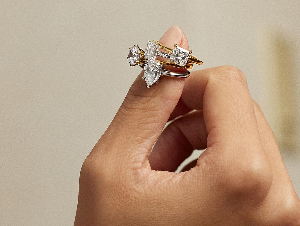 Fancy Shape solitaire lab diamond engagement rings