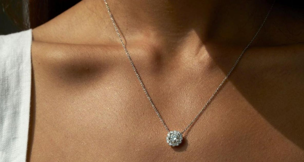 Halo Lab grown diamond necklace