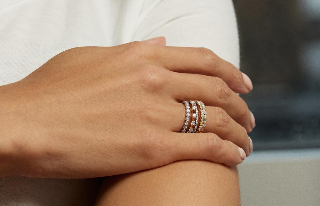 Lab grown diamond stackable rings