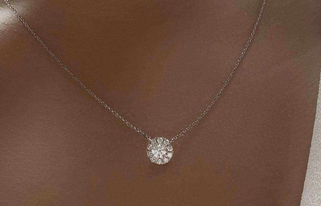 Lab Grown Diamond Halo Necklace