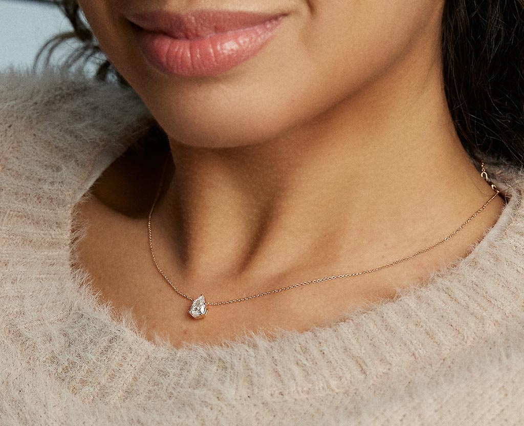 Pear lab diamond necklace