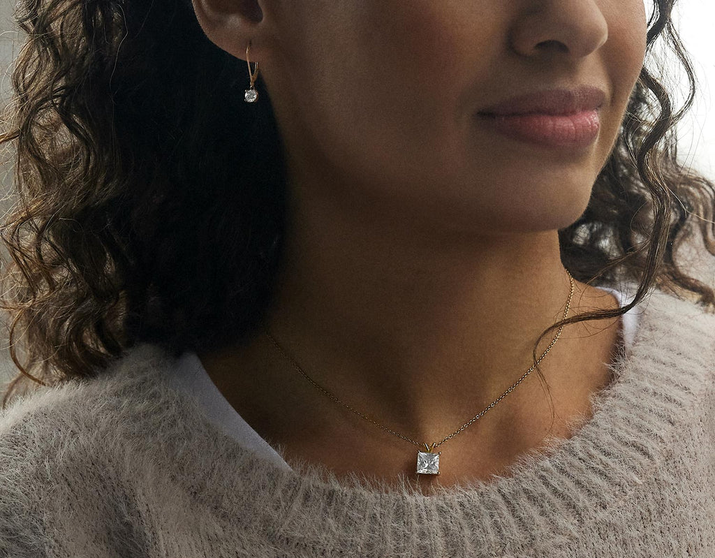 Princess lab grown diamond necklace