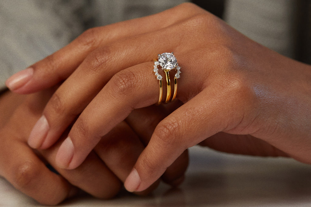Two carat lab grown diamond engagement ring