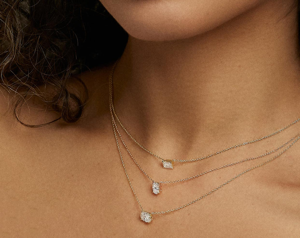 Three lab grown diamond necklaces