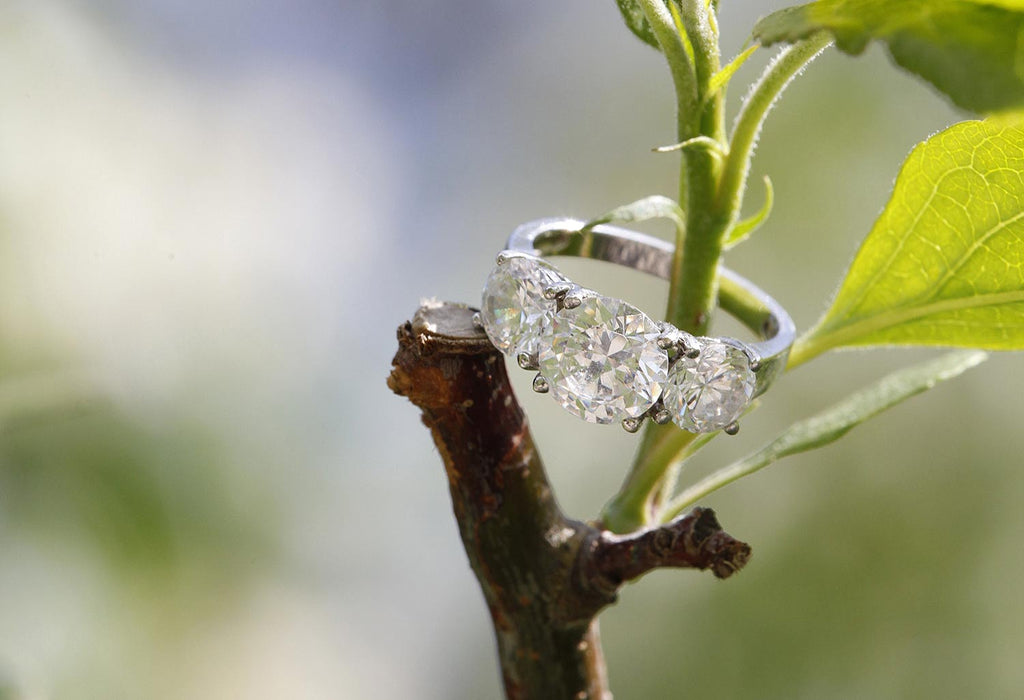 Three stone lab grown diamond ring