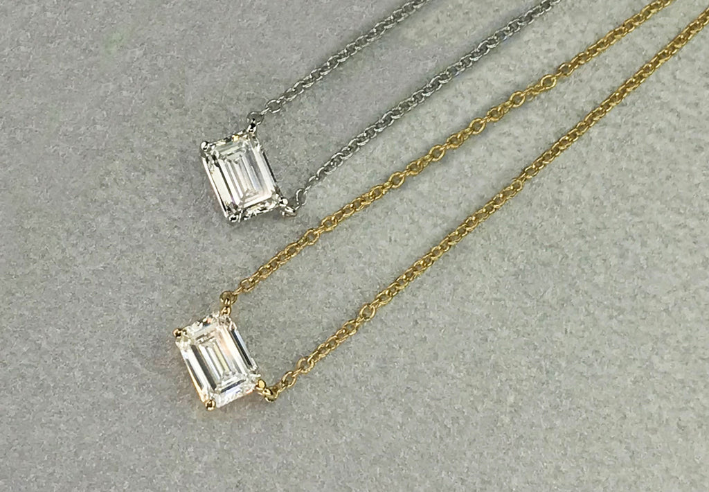 0.25-1.0ct Emerald Cut Moissanite Solitaire Layering Necklace – Darby  Diamonds LLC