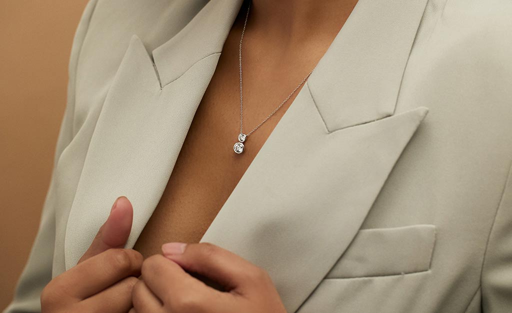 Two stone lab grown diamond necklace