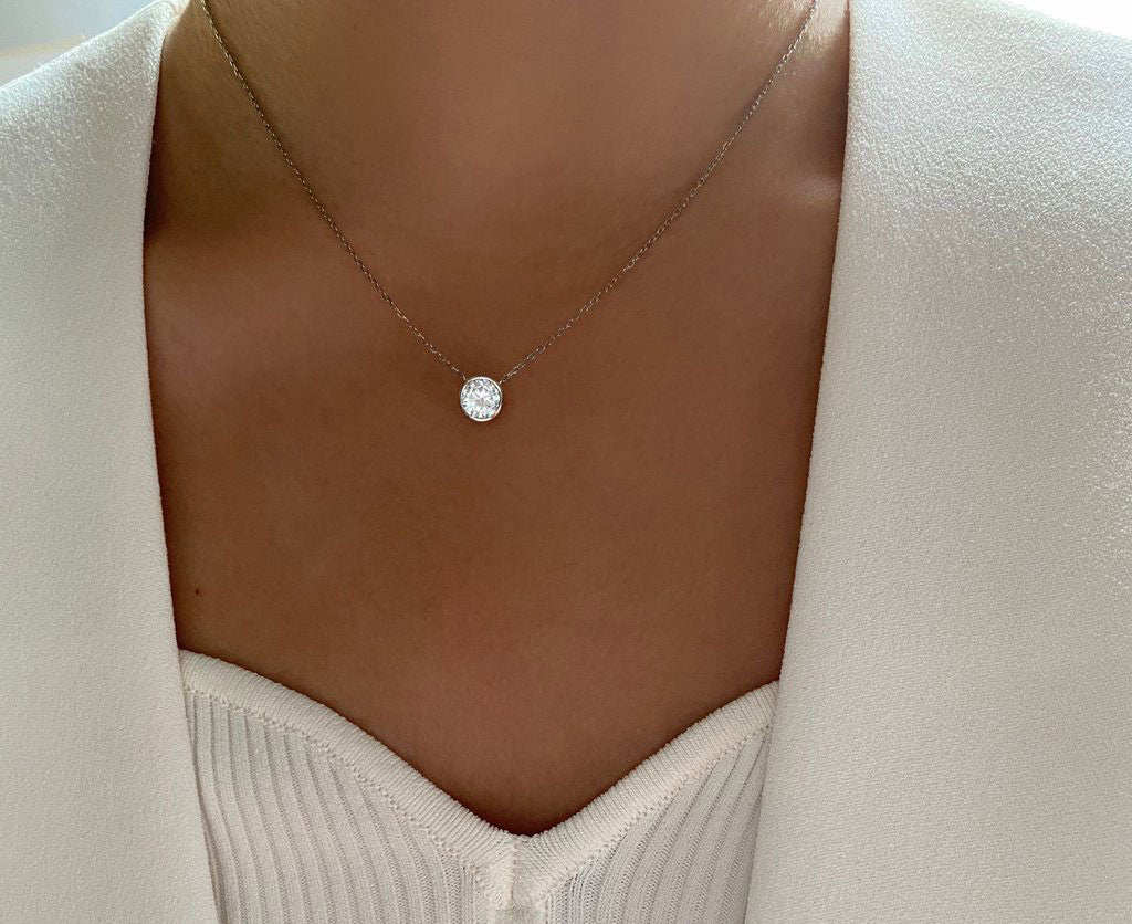 One carat lab grown diamond necklace