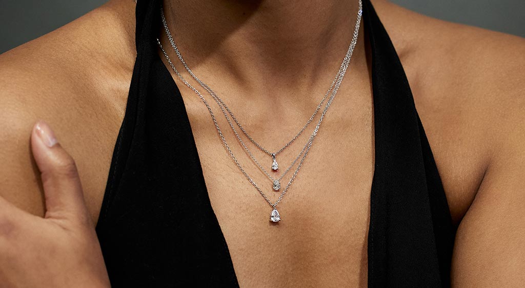 Pearl lab grown diamond necklaces