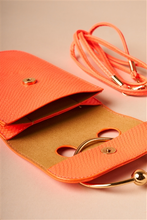 Neon Orange Python Ring Loop Crossbody Bag