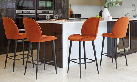 Clara Rust Velvet Bar Stool