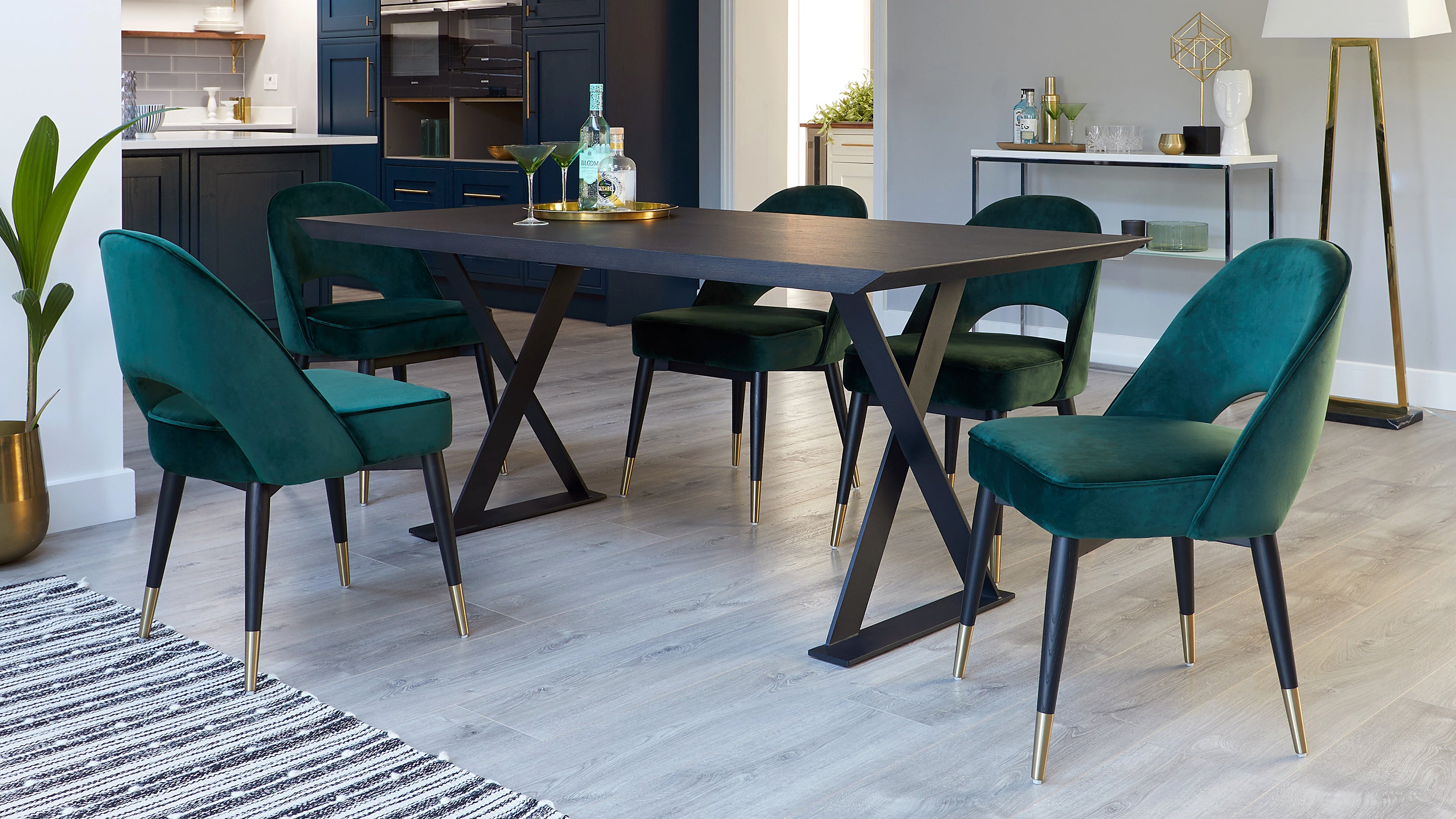 Clover Dark Green Velvet Dining Chair