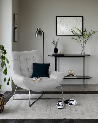 Karma White Leather Armchair Recliner and Footstool