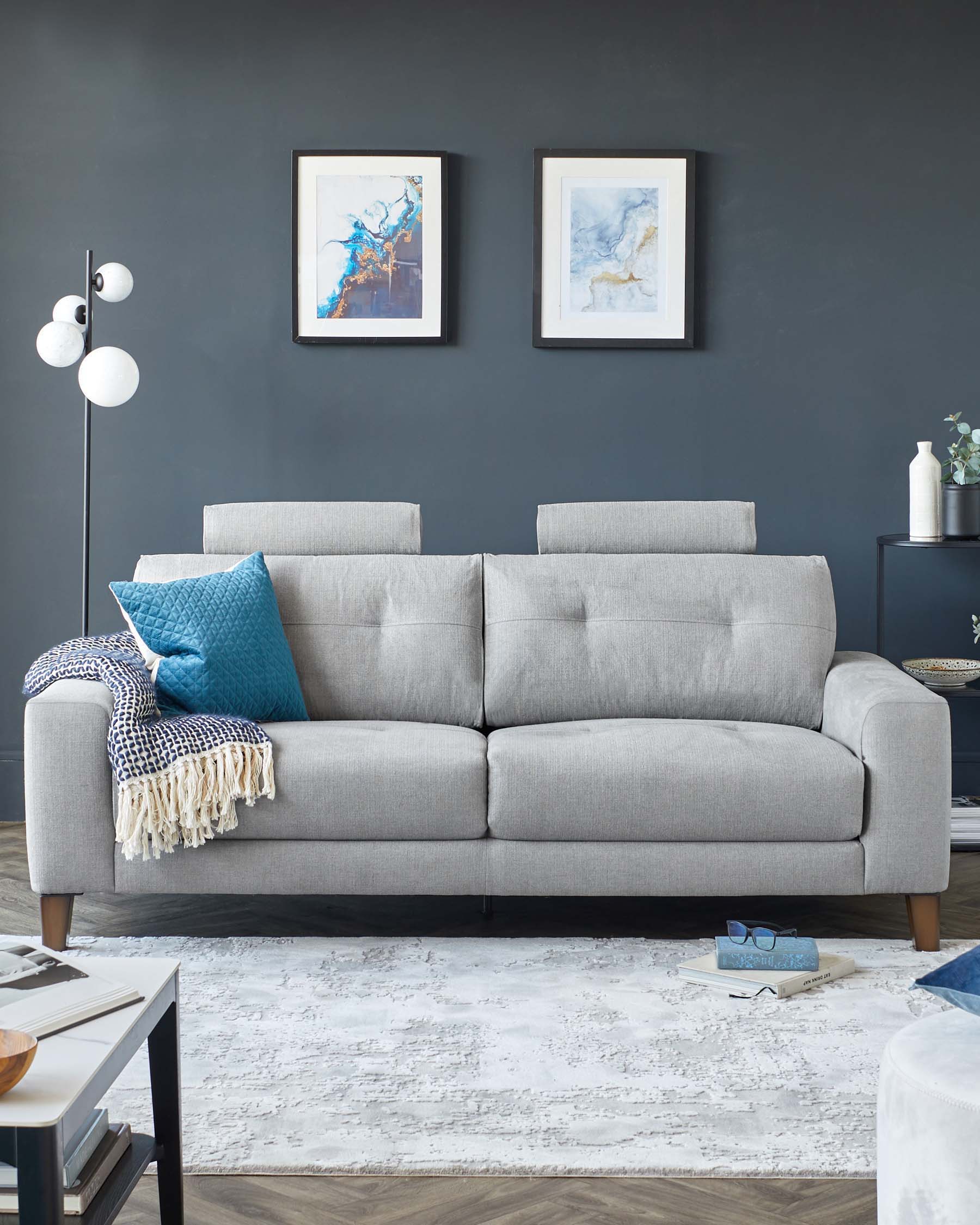 Cooper Grey Fabric 3 Seater Sofa by Danetti