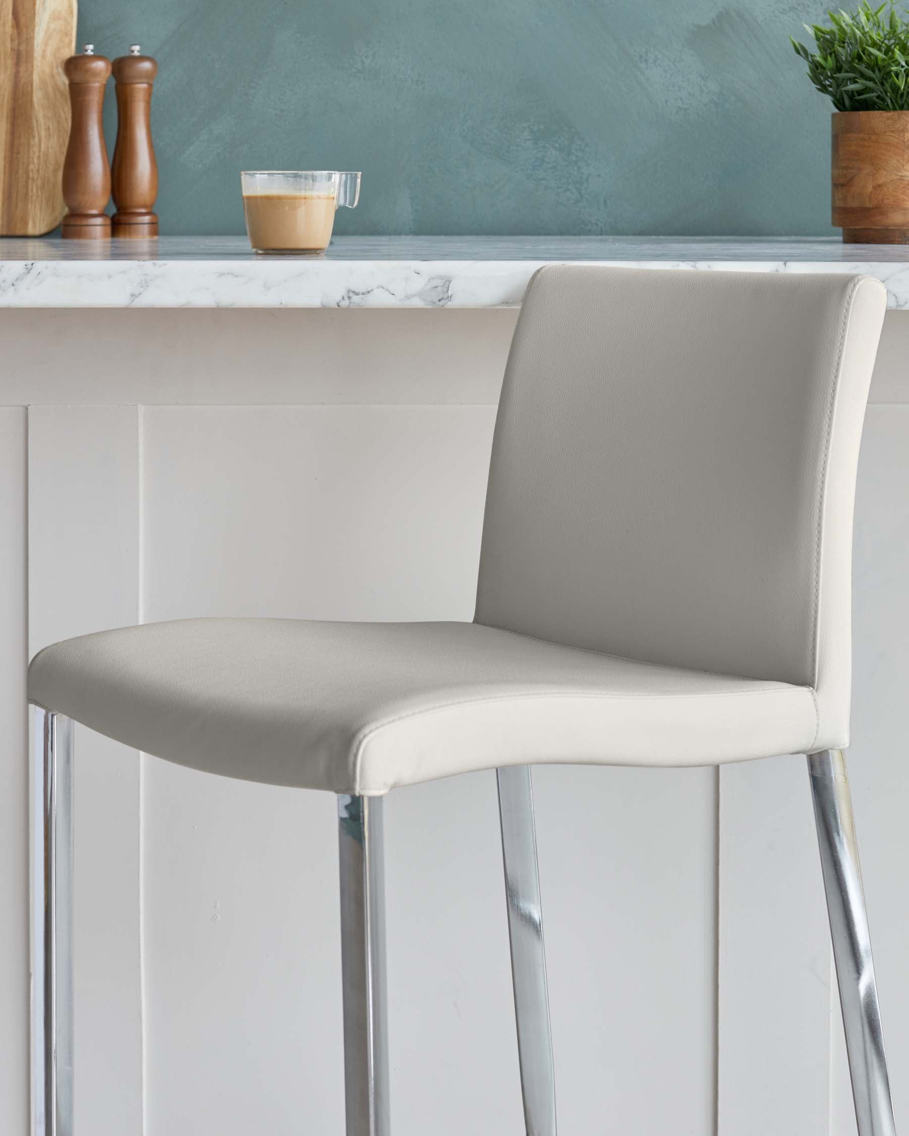 Form Light Grey Stainless Steel Bar Stool with Backrest Danetti