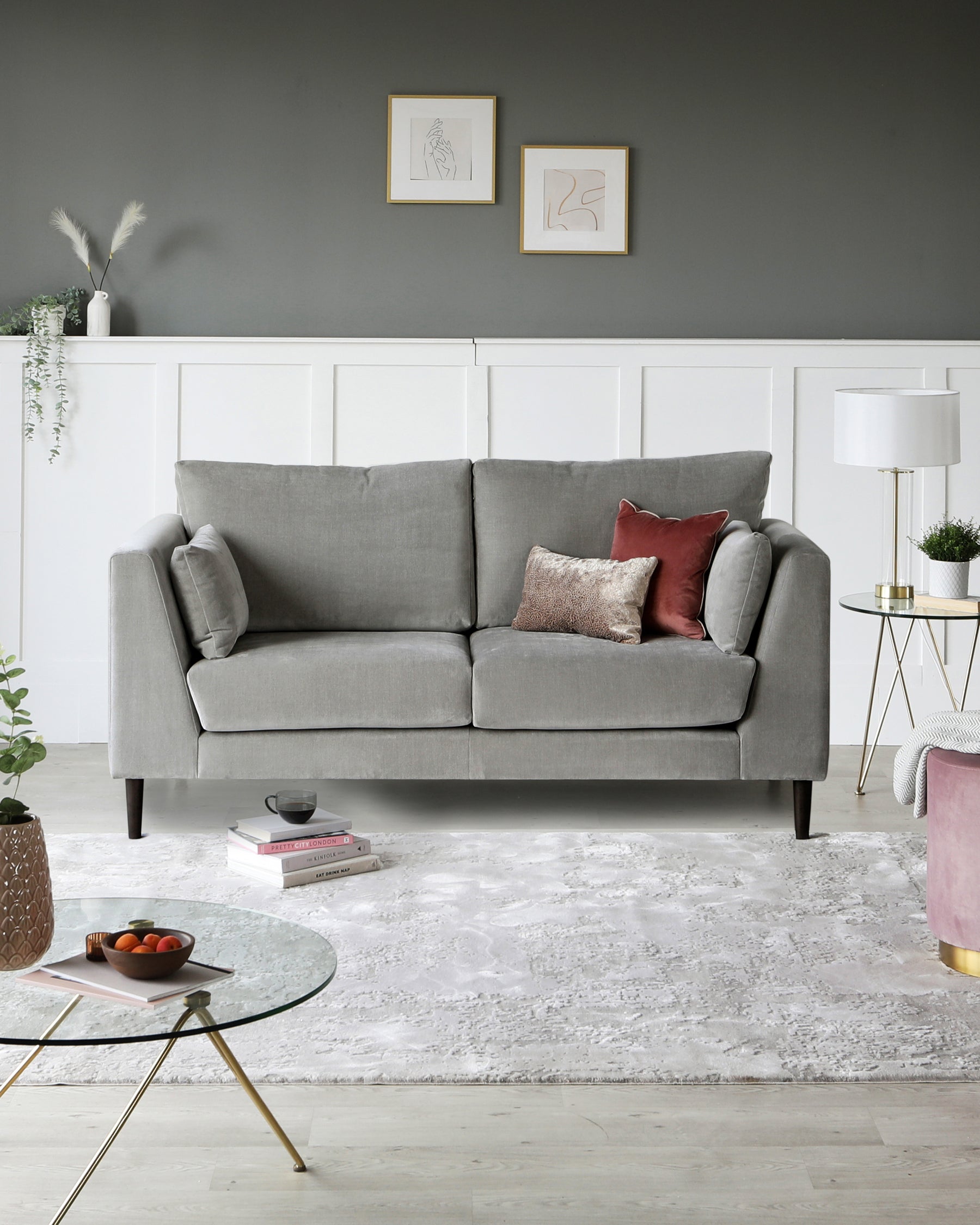 Light gray shop tufted sofa