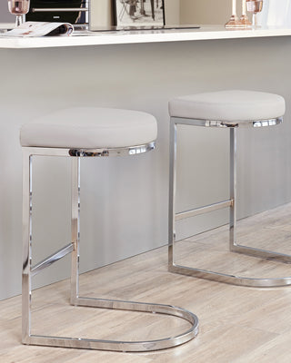 Form Chrome Faux Leather Counter Stools Danetti