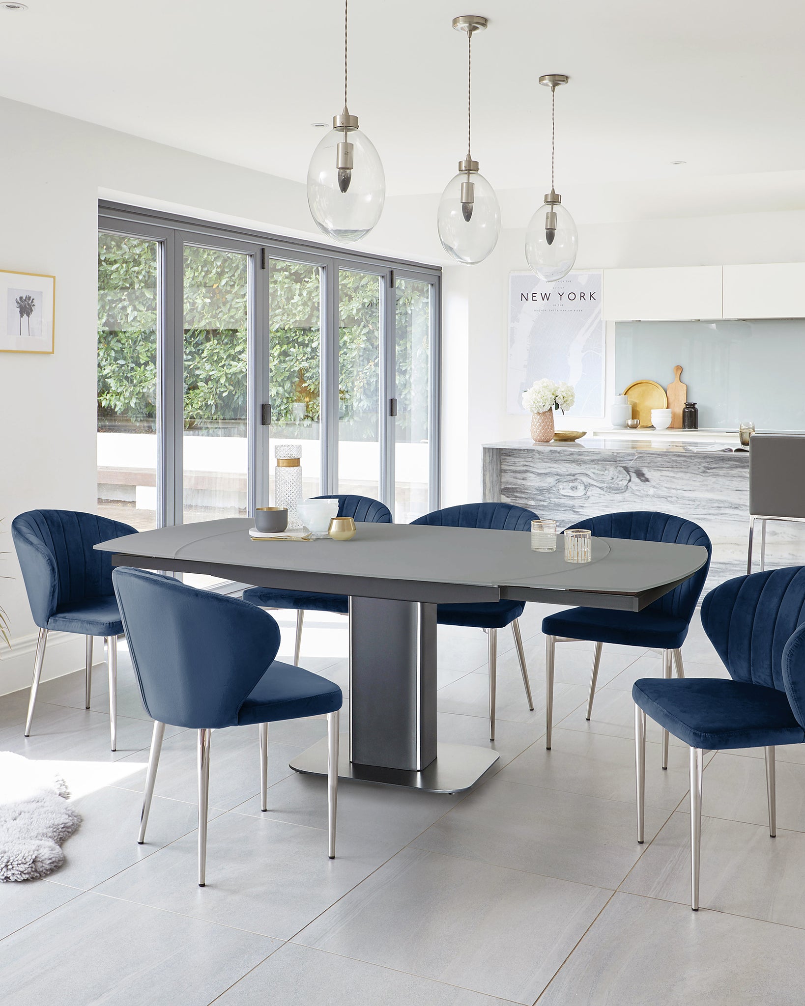 Navy Blue Dining Room Table And Chairs - Vintage And Rustic Inspired