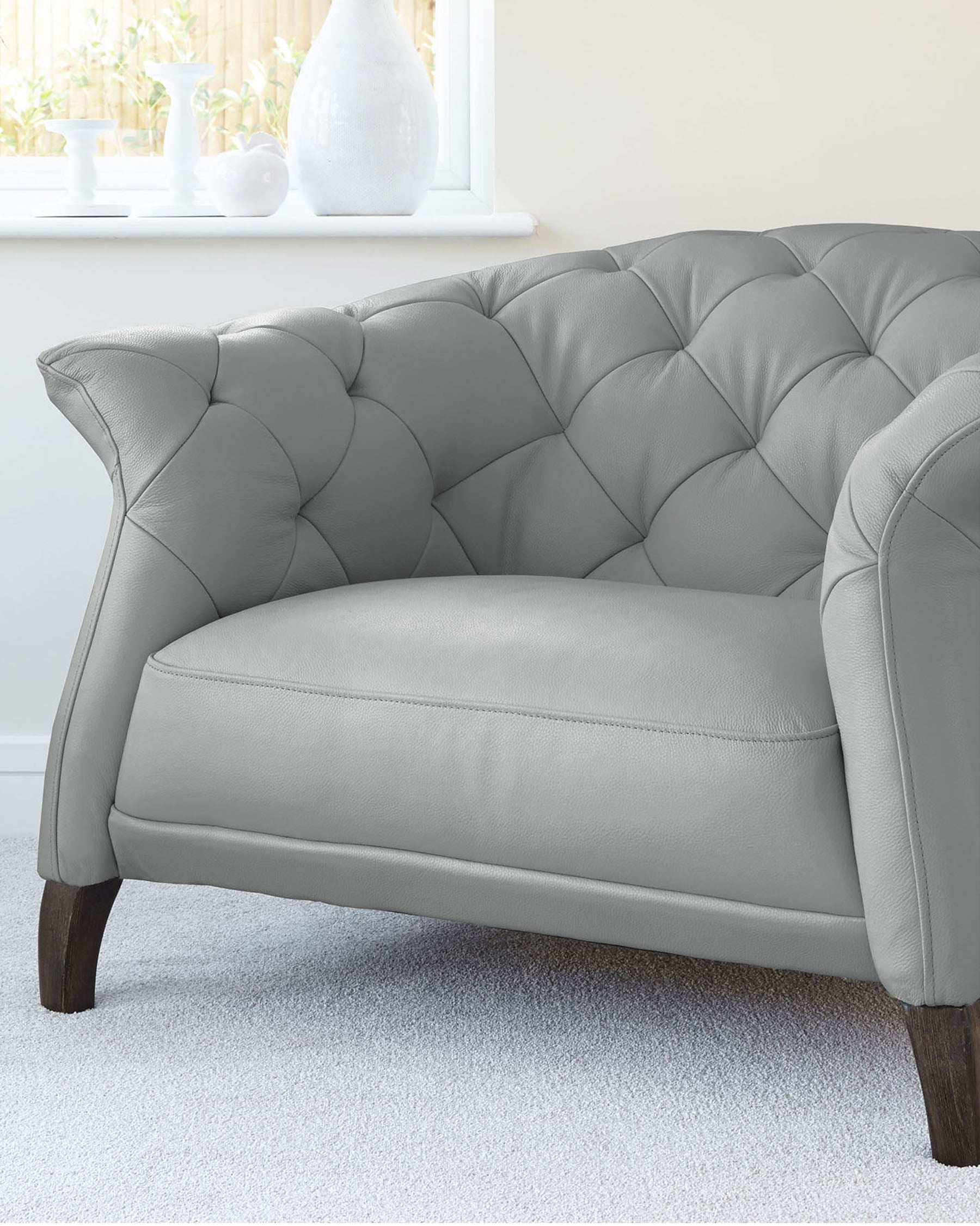 Light gray shop tufted sofa