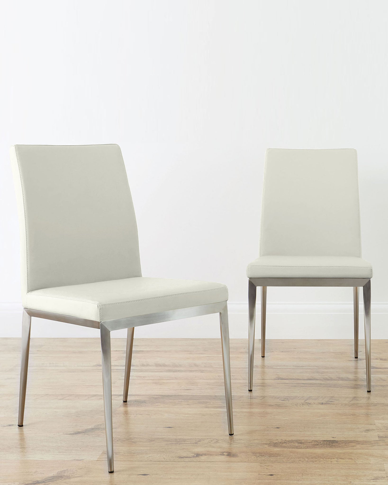 lucia white  brushed steel dining chair  set of 2