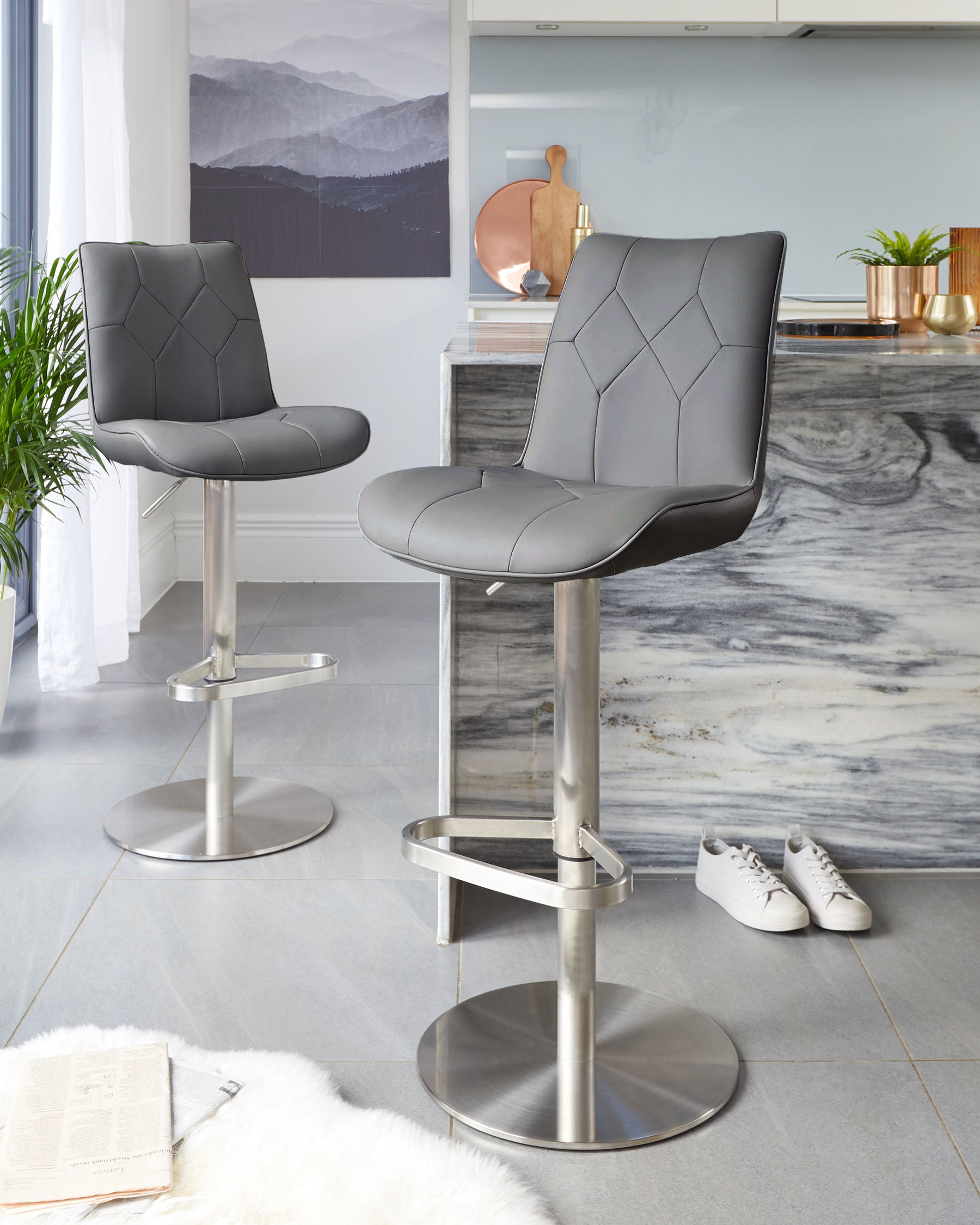 Dex Air Lift Stool - Grey Fabric