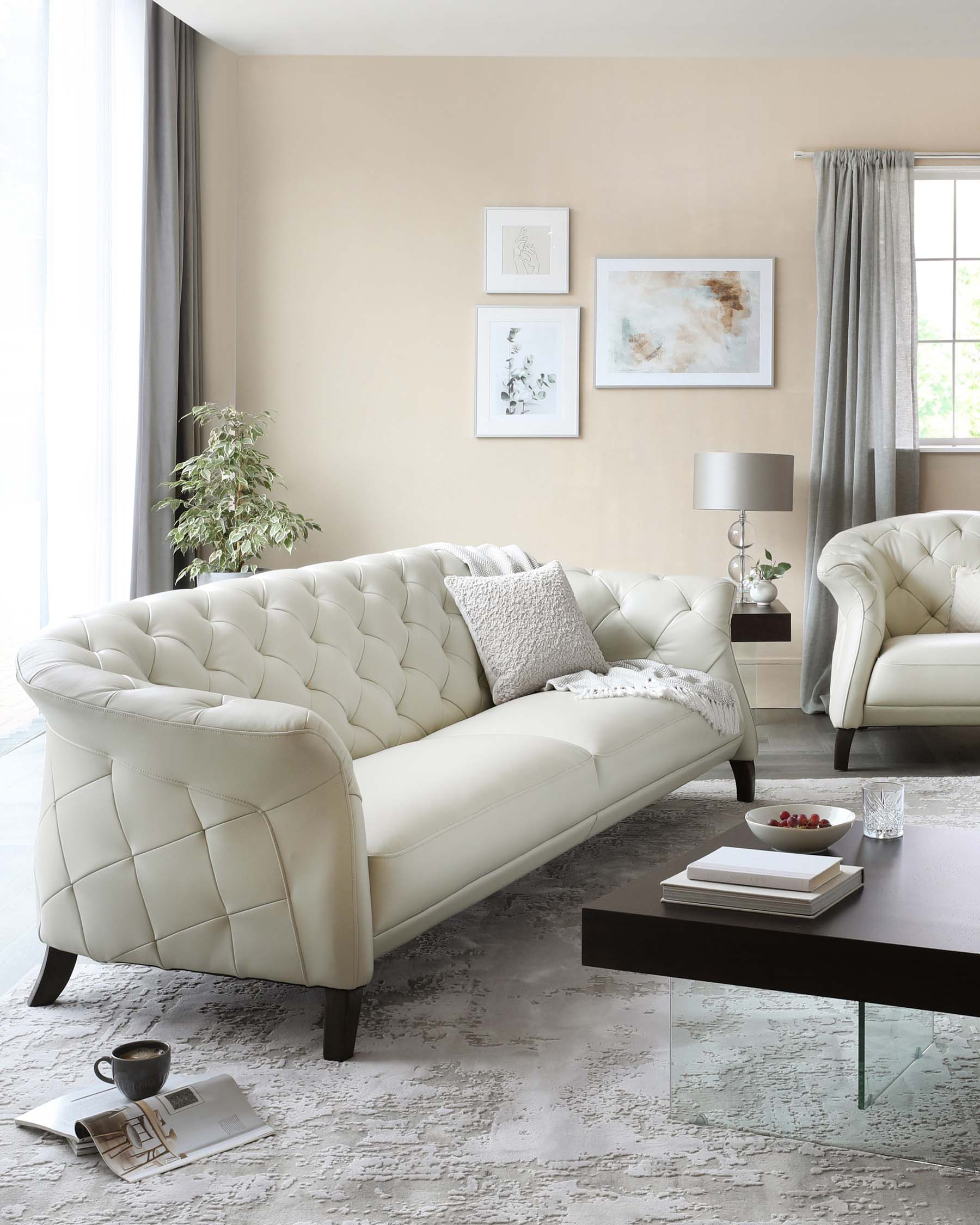 Button tufted shop sofa set