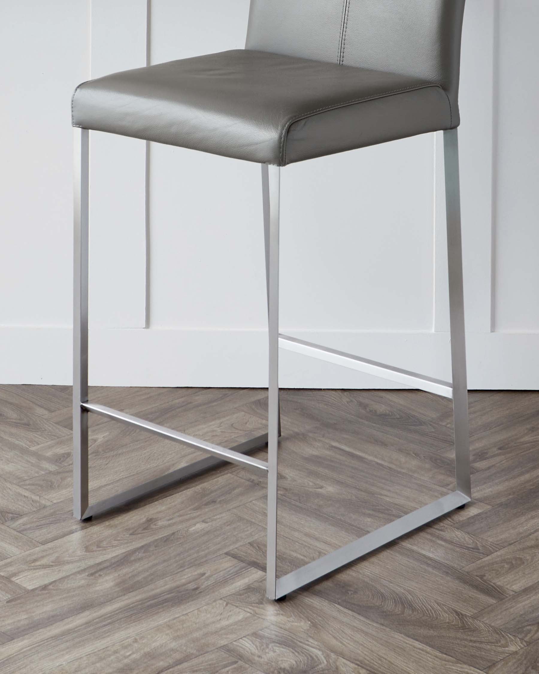 Real Leather Bar Stool with Backs Dark Grey from Danetti