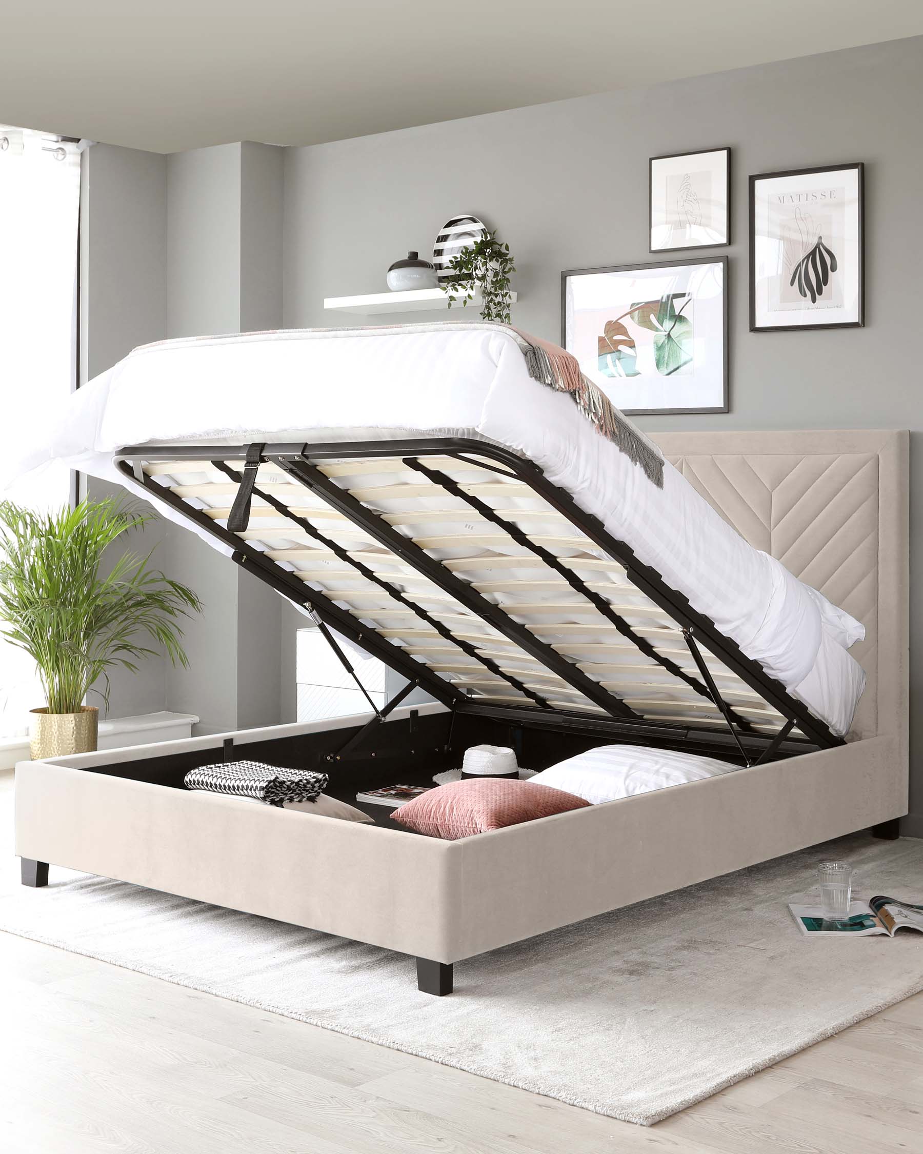 Queen bed frame and clearance headboard with storage