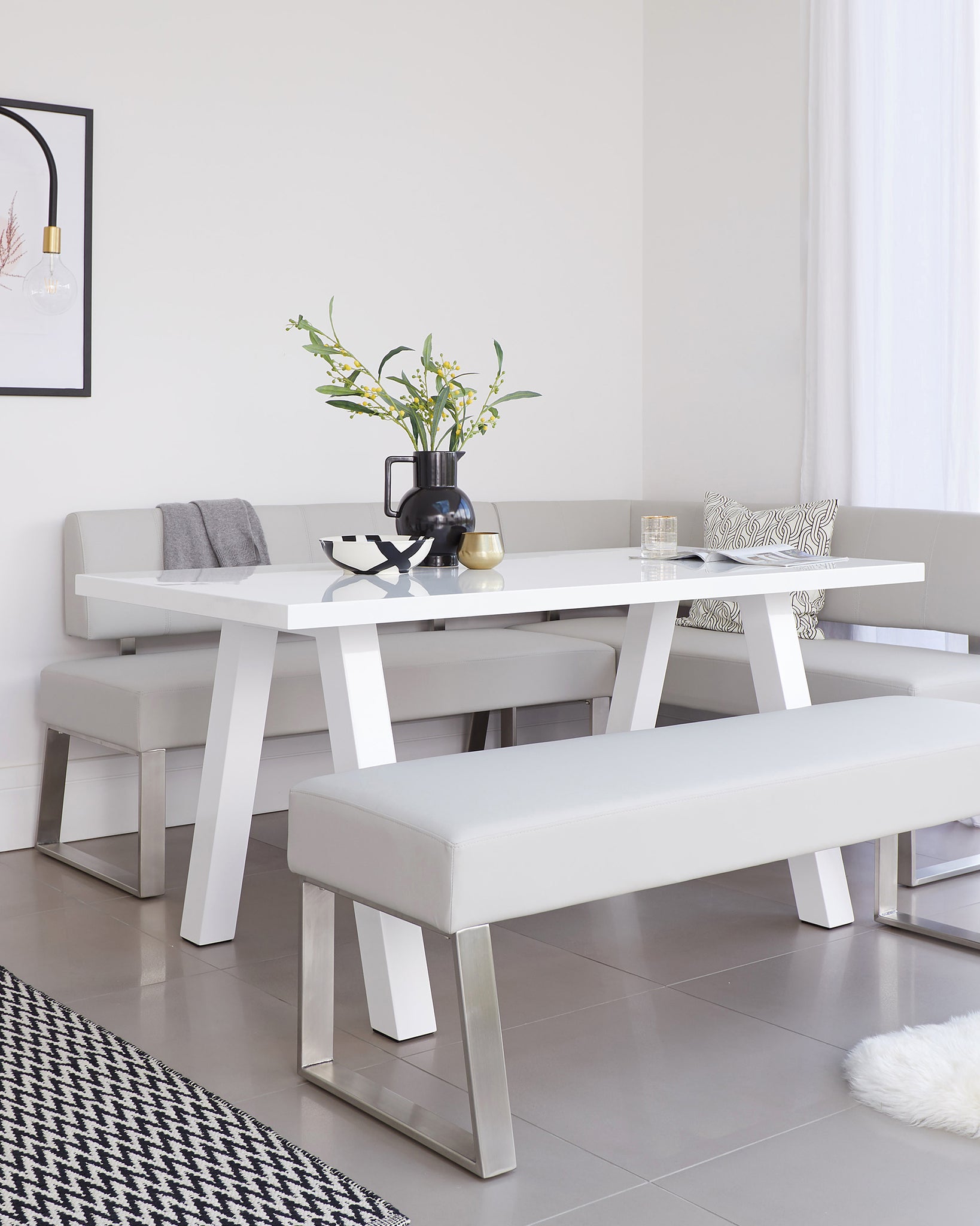 Zen 6 Seater White Gloss Minimalist Dining Table Danetti