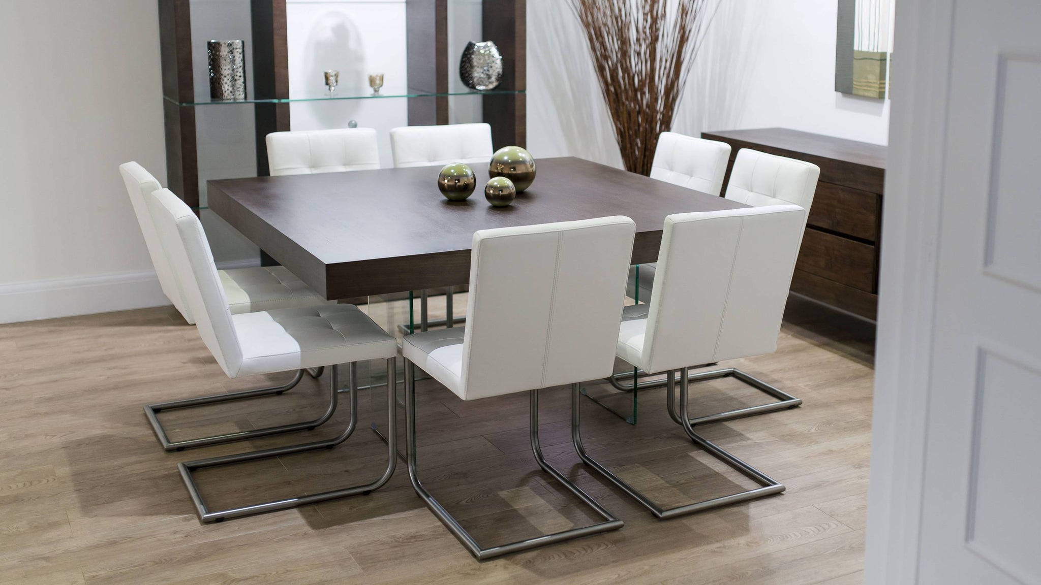 Aria Espresso Dark Wood Square And Danni Dining Set Danetti