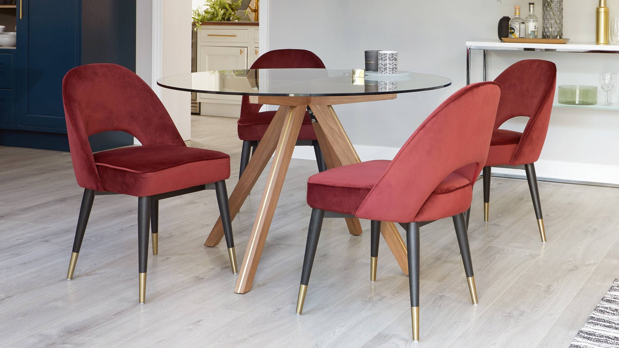 red velvet dining room chairs