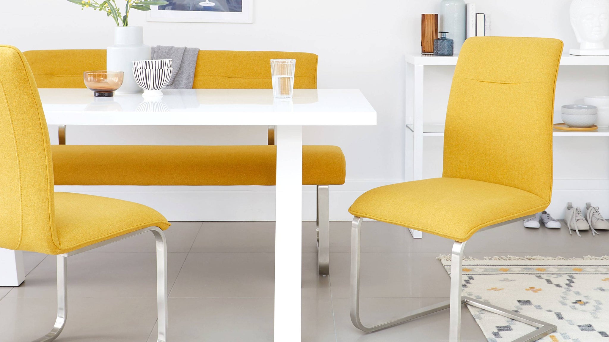 mustard yellow fabric dining chair from danetti