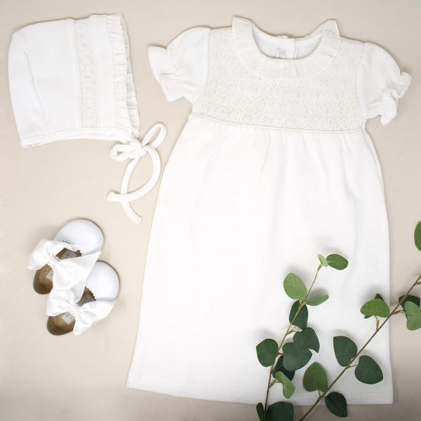 OPEN BACK CHRISTENING DRESS WITH BLOOMER – Minihaha