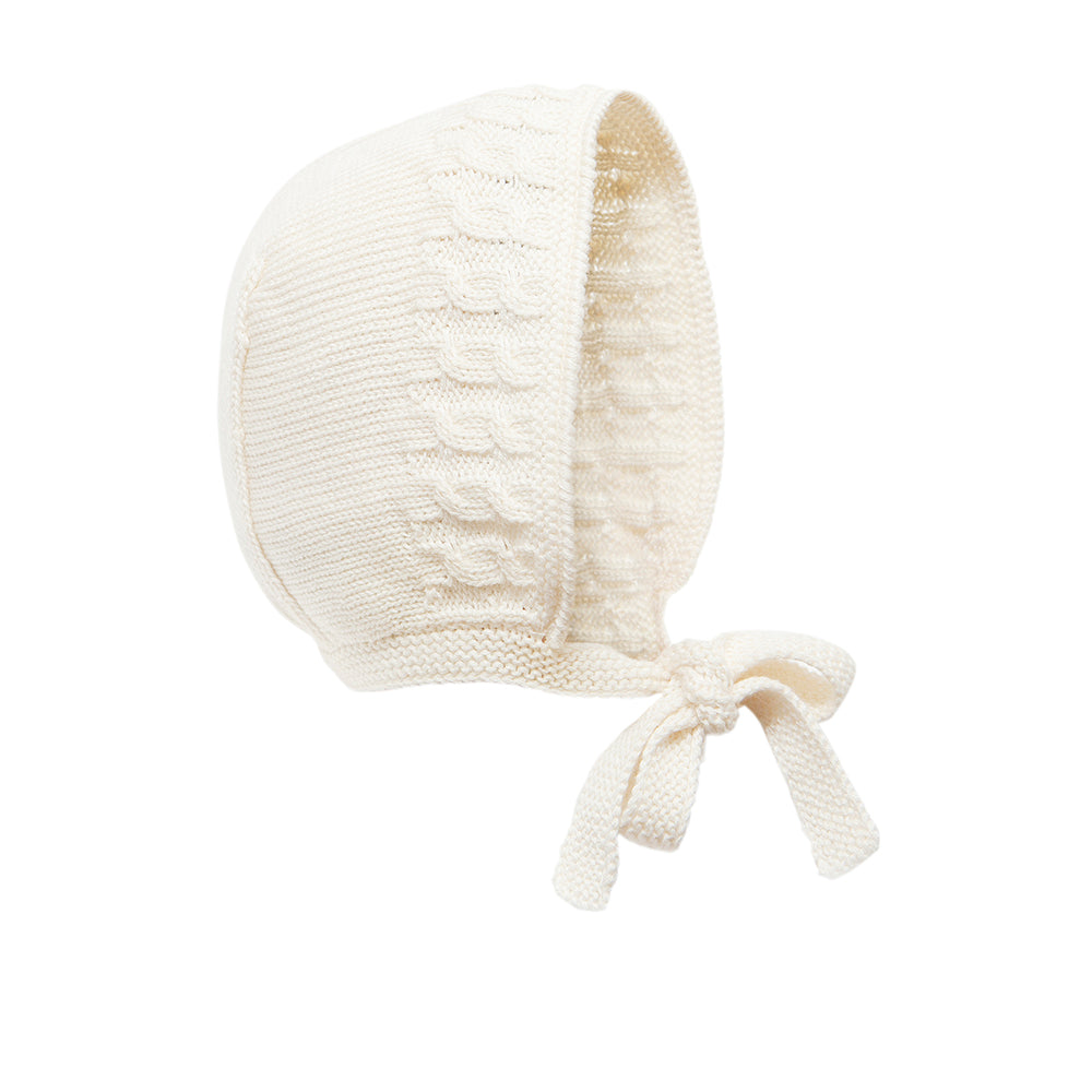 Cream Pima Cotton Bonnet Bebe Bombom