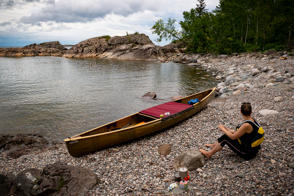 Tea break on a beautiful Lake Superior beach