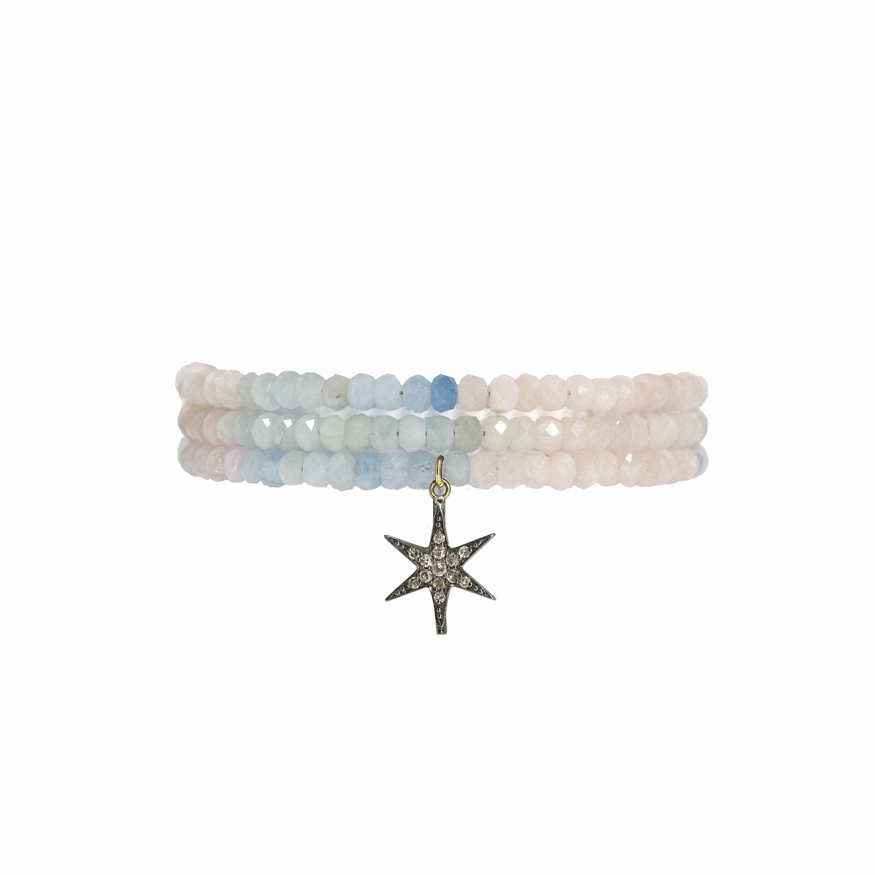 pastel morganite tripple wrap diamond star bracelet.jpg__PID:ce6ed7cf-baca-4eb3-88a3-31c45aec40c7