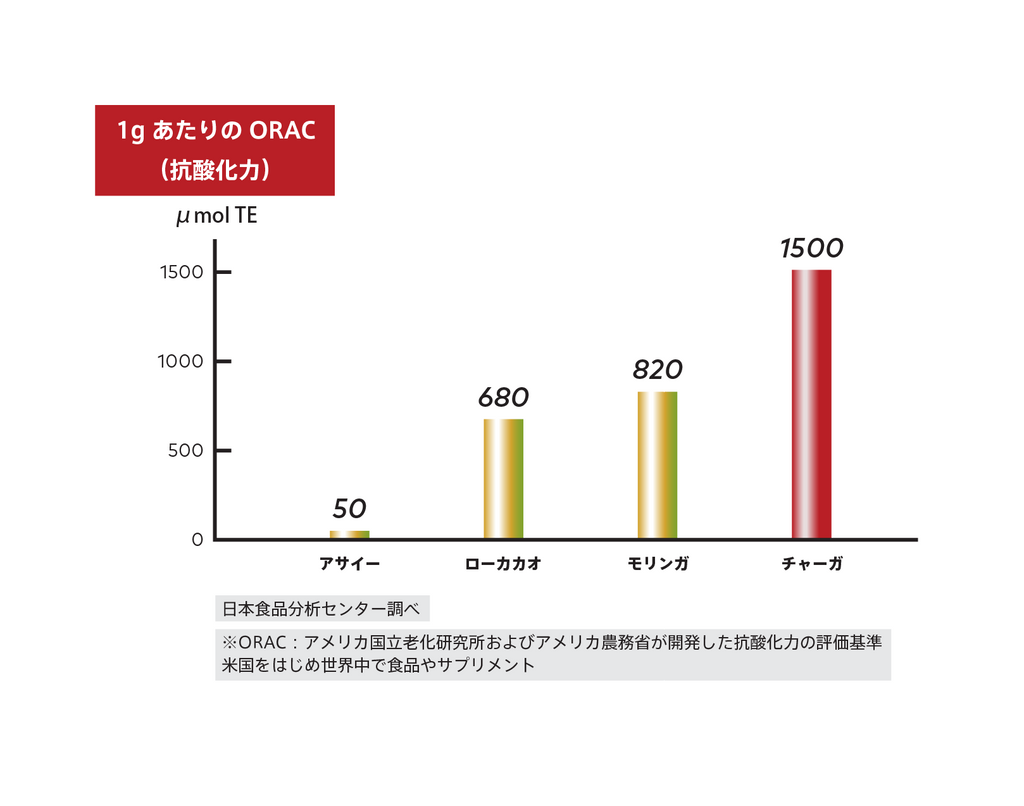 チャーガの抗酸化力はアサイーの約30倍