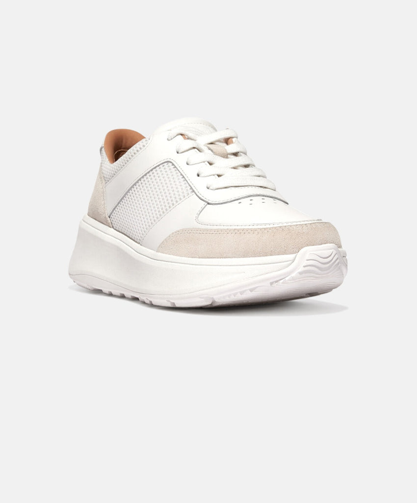 FitFlop F-mode Leather/Suede Flatform Urban White Sneakers#N# #N# #N ...