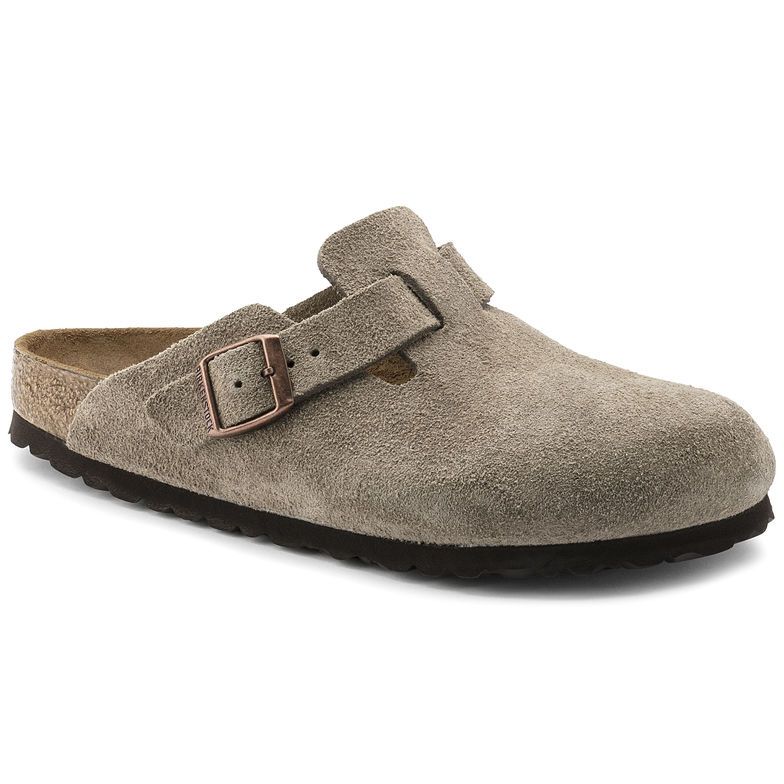 Birkenstock Boston Suede Taupe Clogs | Free Express Shipping – Bstore