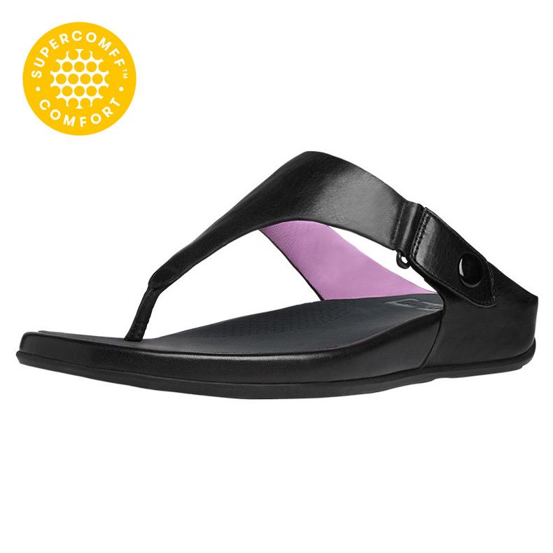 FitFlop Gladdie Toe-Post Black Sandals 